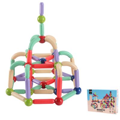 China Plastic Cement Factory  Wholesale  Kid Toy Educational Toy 100P Magnetic Building Sticks Magnetic Blocks for sale