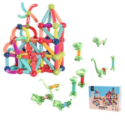 China Plastic Cement Factory Wholesale  Kid Toy 3D Magnet Learning Toy 79Pcs Magnetic Sticks  Magnetic Balls and Rods With Animal Toys for sale