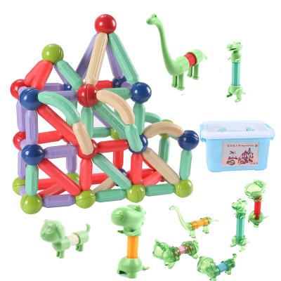 China Plastic Cement Factory Wholesale 3D Magnet Learning Education STEM Toys Magnetic Animal 115Pcs Magnetic Sticks and Balls for sale