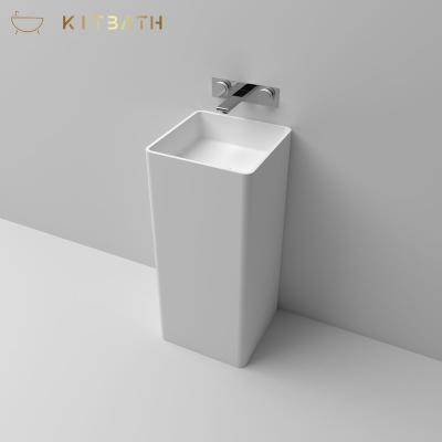 China KITBATH Portable Basin Sink Hand Wash Stone Artificial Basin Wholesale Modern Pedestal Wash Basin for sale