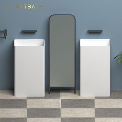 China New Design Eco-friendly Water Free Wash Pedestal Solid Surface Bathroom Hand Sink for sale