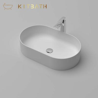 China KITBATH Portable Washbasins Outdoor Countertop Sink Oval Type Stone Sink for sale