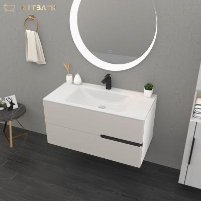 China Eco-friendly Modern Resin Cabinet Mirror Bathroom Vanity Stone Bathroom Vanity With Sink for sale