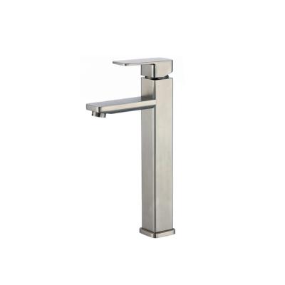 China 304 Solid Stainless Steel Single Handle Bathroom Floor Stand Faucets Factory Brass Basin Faucet Tall Basin Faucet for sale