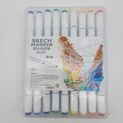 China Oily Based Colored Paint Marker Pen Set Dual Tips Art Marker Pen With 18colors For Water Color Paint Pen for sale