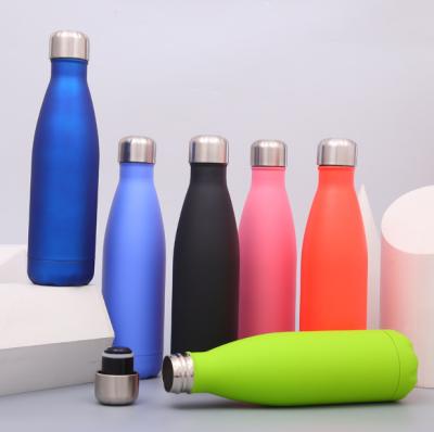 China 500ML Sustainable Pure Color Outdoor Water Bottle Stainless Steel Doubel Layer Cycling Camping Thermal Vacuum Flask for sale