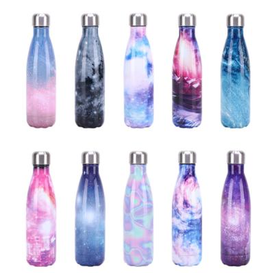 China Sustainable Design Outdoor Water Bottle Sky 500ML Camping Recycling Bicycle Sports Stainless Steel Doubel Layer Thermal Vacuum Flask for sale