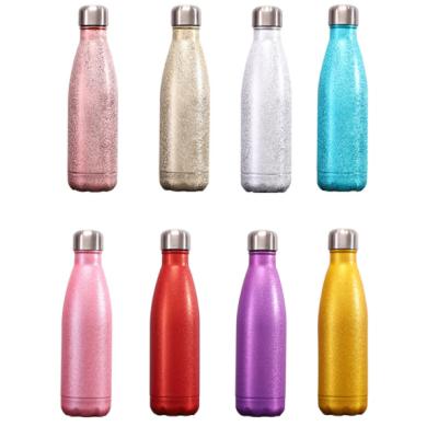 China Viable 500ML flashing lacquer outdoor water bottle bicycle sports stainless steel doubel layer recycling camping thermal vacuum flask for sale