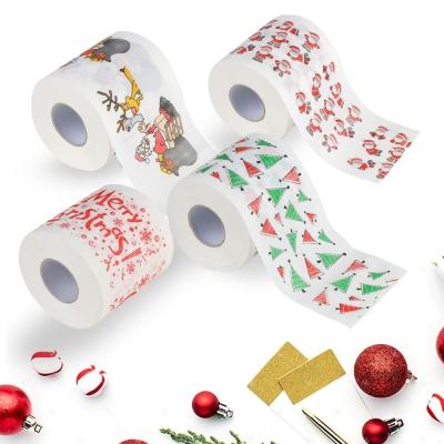 China Bamboo Pulp Christmas Toilet Paper /Deer Merry Supplies Printed Home Bath Salon Toilet Paper Tissue Roll for sale