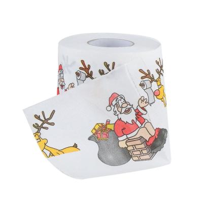 China Bamboo Pulp Christmas Toilet Paper /Deer Merry Supplies Printed Home Bath Salon Toilet Paper Tissue Roll for sale