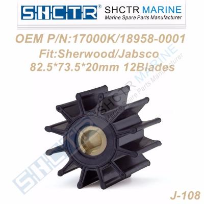 China Neoprene OEM Inboard Water Pump Impeller for Sherwood 17000K Jabsco 18958-0001 for sale