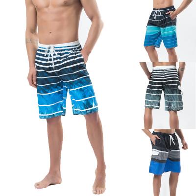 China Good Quality QUICK DRY Men's Beachwear Stripe Swimwear Beach Boardshorts Men's Beach Fitness Shorts Waterproof Quick Drying Short Pants for sale