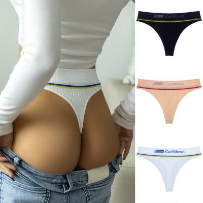 China Seamless Women's Thong Underwear Letter Panties Viable High Quality Nylon Seamless Thong Thong Bikini for sale