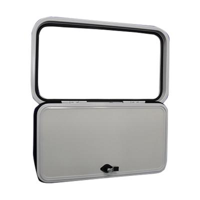 China SANJO New RV View Exterior Water Proof Door Caravan Insulated Acrylic Aluminum Hatch For Camper Room for sale