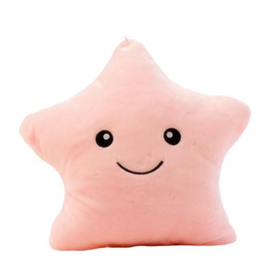 China Custom Creative Colorful Glow Logo LED Light Plush Glow Star Toy Soft Short Cushion Pillow for sale