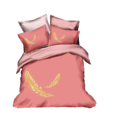 China Disposable Unique Design 3D Digital Printing Bedding Sets 100% Polyester Feather Printed 3pcs Duvet Cover Sets For Home Textile Products for sale