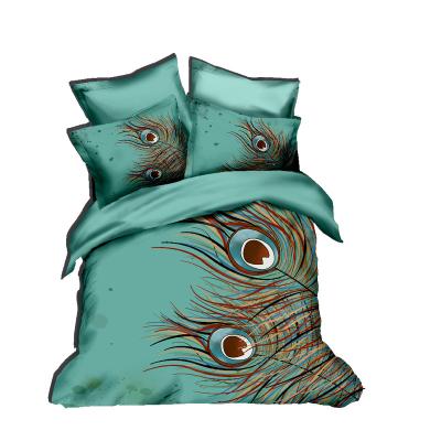 China Disposable Factories For Sale Digital 3D Printing Duvet Cover Sets Peacock Feather Printed Bedding Sets For Home Textile Products for sale