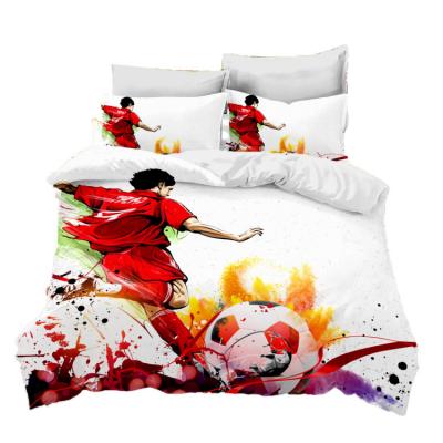 China 3D Printing Football Pattern Disposable Luxury Bedding Set 100% Polyester Duvet Set Custom Wholesale for sale