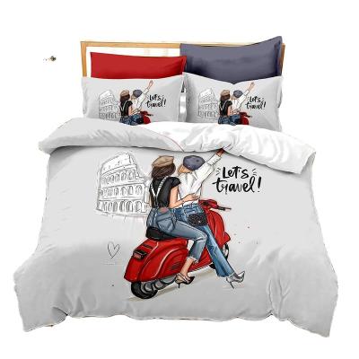 China Disposable Luxury Digital Printing 3D Bedding Sets 100% Polyester Fashion Style 3pcs Duvet Cover Sets For Home Textile Products for sale