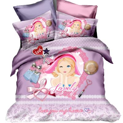 China Disposable Hot Sale High Quality Digital Printing 3D Bedding Sets 100% Polyester Cartoon Printed Duvet Cover Sets For Girl's Bedroom for sale