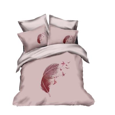 China Hot Selling Disposable Digital 3D Printing Bedding Sets Feather Printed 3pcs Duvet Cover Sets For Home Textile Products for sale