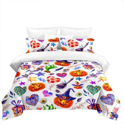 China Cartoon Factories For Sale 3D Pattern Halloween 100% Polyester 3pcs Digital Printing Bedding Sets For Home Textile Products for sale