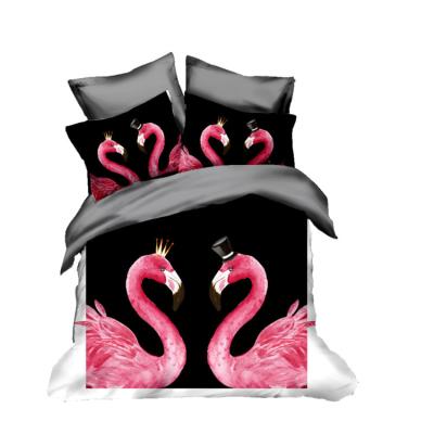 China Hot Selling High Quality 100% Unique Design Disposable Polyester Flamingo Pattern 3 Pcs Bedding Sets For Home Textile Products for sale