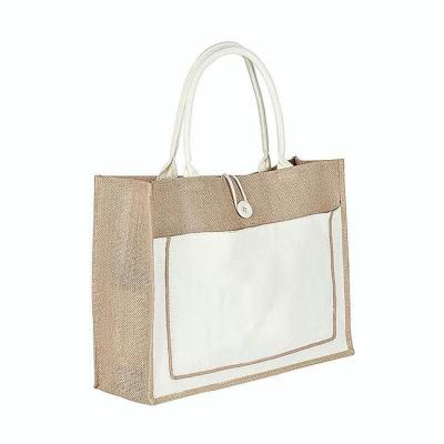 China Customized Reusable Eco - Friendly Handled Jute Tote Shopping Bag for sale