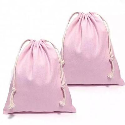 China 100% Eco-friendly Product CSB28 Best Pink Colored Drawstring Fabric Bags Draw String Bag Cotton for sale