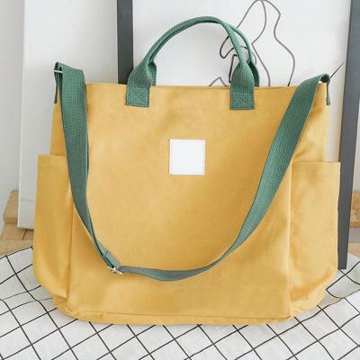 China Casual Collapsible Reusable Hit Single Canvas Folding Large Natural Color Shopping Bag Fashion Tote Bag for sale