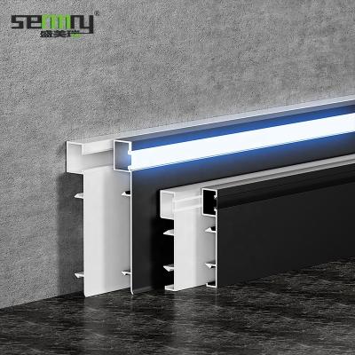 China Modern Aluminum 50mm Metal Skirting Baseboard With LED Slot In Stock for sale