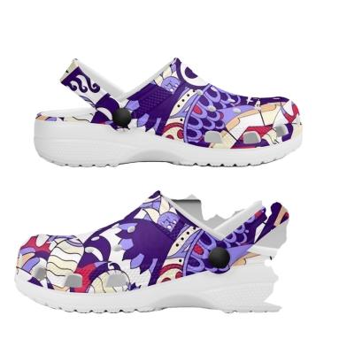 China Cushioning LinLong Floral Custom Printed Men's And Women's Couples Casual Shoes Baotou Cave Shoes Flat Slippers Sandals Hair Replacement for sale