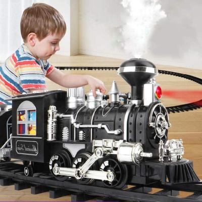 China 2021 Slot ho Toy Train Steam Locomotives 1:87 Electric Smoke Train Model Toys For Children for sale