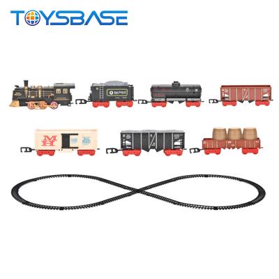 China Slot Toy With Light And Sound Electric DIY Assemble Vintage Train Toys Set Railway Track for sale