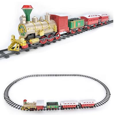 China Slot Toy Outdoor and Indoor Decoration Train Track Set Christmas Train Smoking Plastic Electric Toys for sale