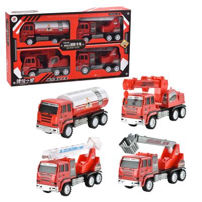 China Plastic Mixed 4 Packs Fire Rescue Truck Toys Kids Mini Inertial Engineering Car for sale