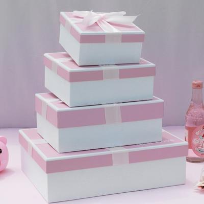 China Recyclable Custom Pink Paper Gift Box Sets Top And Bottom Box For Gift for sale