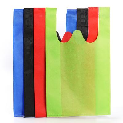 China Wholesale Cheap T-shirt Handled D Cut Non Woven Vest Bags Cloth Bag Non Woven Shopping Bag for sale