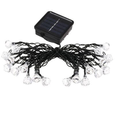 China Tempered Glass Waterproof 20 LED Diamond Fairy String Light Solar Powered For Wedding Christmas Party Festival for sale