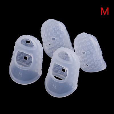 China 4Pcs/Set Silicone Finger Guards Guitar Fingertip Protectors For Ukulele Guitar S M L Transparent Blue Color L561 for sale