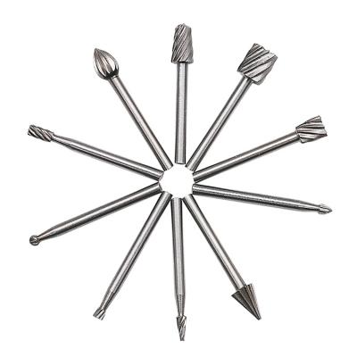 China 10pcs HSS Track Router Burr Rotary Tools Rotary Carving Bit Carved Knife Cutter Tool Engraving Wood Working Used For Dremel MGZT1 for sale