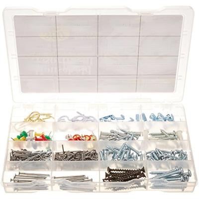 China 360pcs Household Household Hardware Assortment Home Used Hardware Products With Tapping Screw Anchor Cup Hook Push Pin Wire Nail for sale