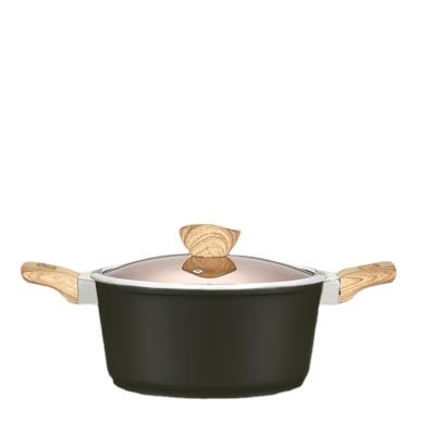 China Viable For Kitchen Cooking Soup Pot Set Cookware Marble Stone Aluminum Stick Non Frying Nonstick Ceramic Soup Pot for sale