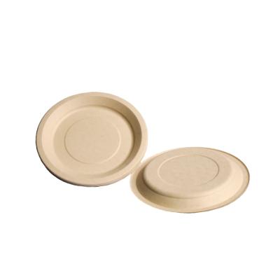 China Eco-Friendly Disposable Biodegradable Disposable High Temperature Resistant Bamboo Fiber Round Dish BBQ Tray 9 Inch for sale