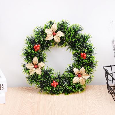 China Eco-friendly Wholesale Hot Sale Green Artificial Christmas Tinsel Garland Decoration With Flowers for sale