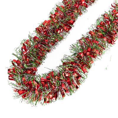 China Red and Green Tree Tinsel Garland Durable Christmas Dragon Ball Filament Christmas Curtain Outdoor Decoration for sale