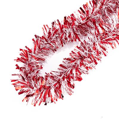 China Durable Wide Red and White Yarn Tinsel Garland for Indoor Christmas Halloween Holidays and Valentine's Day Decoration for sale