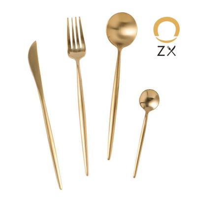 China Durable Stainless Steel Matte Silverware Western Portuguese Set, Gold Cutlery Set for sale