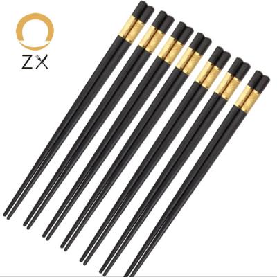 China Sustainable Style Alloy Chinese Chopsticks Set Non Slip Reusable Chopsticks Dishwasher Safe Black Chopsticks for sale