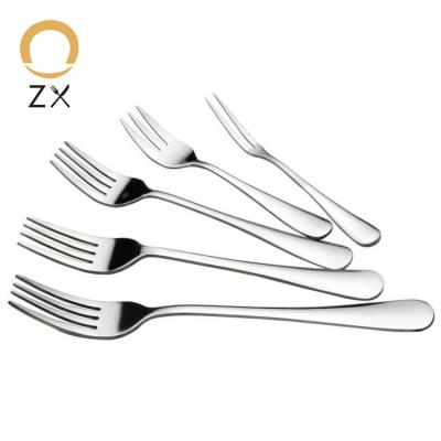 China Wholesale Reusable Reusable Silver Dinner Fork Custom Custom Stainless Steel Dessert Cake Fruit Salad Fork Mini Fork for sale